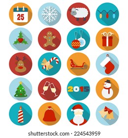 Christmas flat icons set. Vector illustration