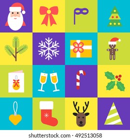 Christmas flat icons. Vector collection of christmas isolated symbols for your design.