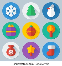 Christmas flat icons vector set