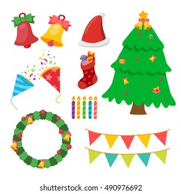 Christmas flat icons vector set