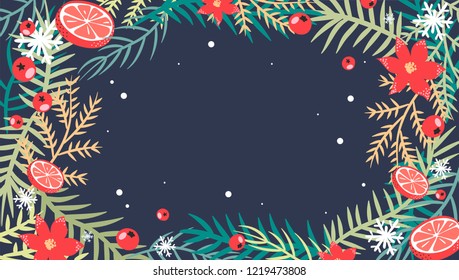 Christmas flat lay design with gift boxes.  Wrapping paper or fabric. Christmas and new year element, poster for your design. 