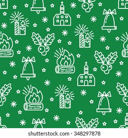 Christmas flat line design pattern.Vector abstract Line background for design and decoration textile, covers, package, wrapping paper.