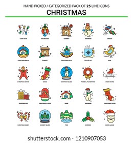 Christmas Flat Line Icon Set - Business Concept Icons Design