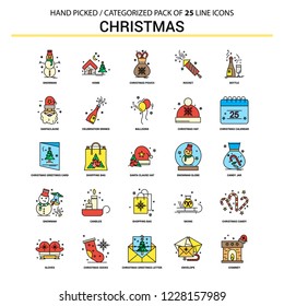 Christmas Flat Line Icon Set - Business Concept Icons Design