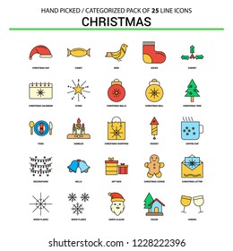 Christmas Flat Line Icon Set - Business Concept Icons Design