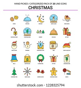 Christmas Flat Line Icon Set - Business Concept Icons Design