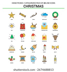Christmas Flat Line Icon Set Business Concept Icons Design