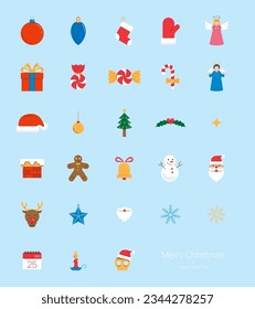 christmas flat lined icons set vector illustration.