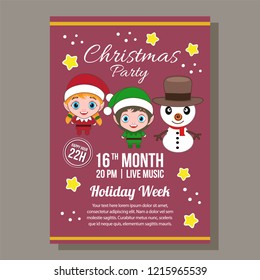 christmas flat poster with christmas characters