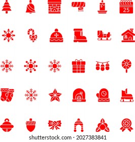 Christmas flat red icon collection pack 