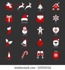 Christmas flat with reflection icons