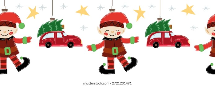 Navidades de borde plano sin fisuras. Ilustración de Año Nuevo