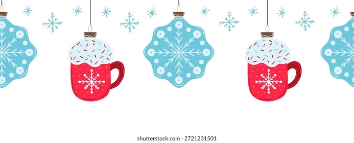 Navidades de borde plano sin fisuras. Ilustración de Año Nuevo