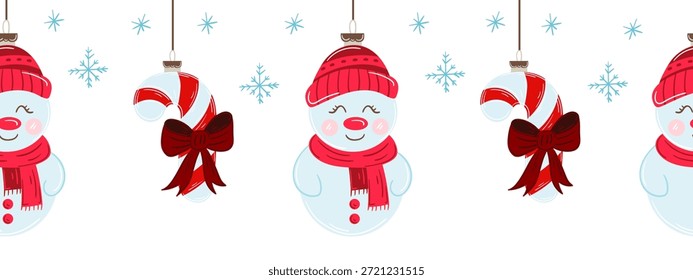 Weihnachten flach nahtlose Grenze. Illustration zum neuen Jahr