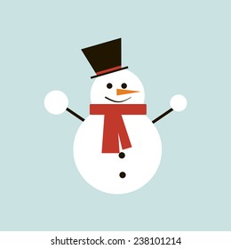 christmas flat snowman isolated. vector illustration
