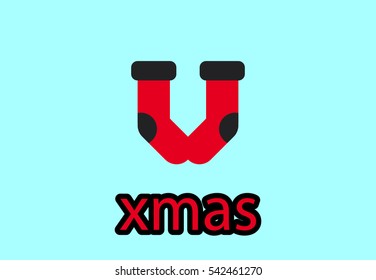 Christmas flat socks icon with text