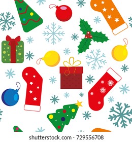 Christmas flat style seamless pattern