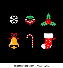 Christmas flat vector icons. New year flat vector icons