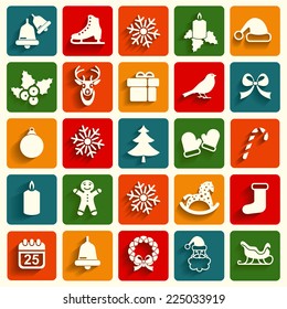 Christmas flat vector icons set