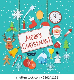Christmas flat vector illustration.