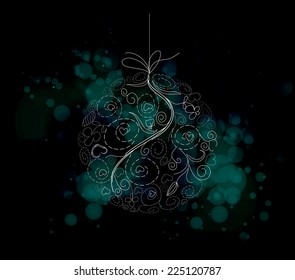 christmas floral ball light vector background
