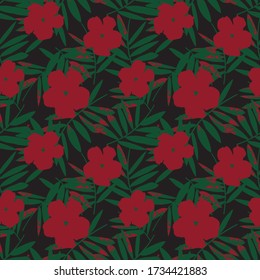 Christmas Floral botanical seamless pattern background suitable for fashion prints, graphics, backgrounds and crafts