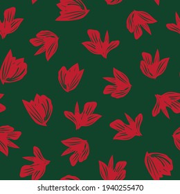 Christmas Floral botanical seamless pattern background suitable for fashion prints, graphics, backgrounds and crafts