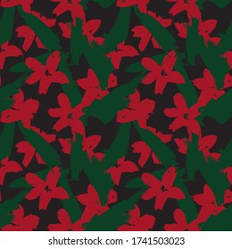 Christmas Floral brush strokes seamless pattern background for fashion prints, graphics, backgrounds and crafts