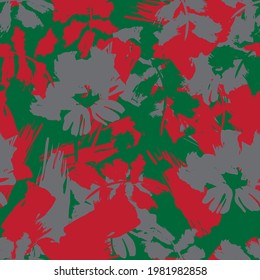 Christmas Floral brush strokes seamless pattern background for fashion prints, graphics, backgrounds and crafts