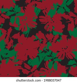 Christmas Floral brush strokes seamless pattern background for fashion prints, graphics, backgrounds and crafts