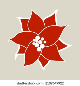 Elementos decorativos florales de Navidad para tarjetas de felicitación y afiches. Rama de invierno, bayas, plantas y flores. Ilustración vectorial dibujada por mano

