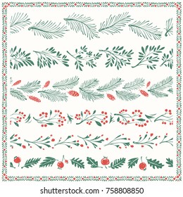 Christmas Floral Freehand Borders with Nice Ornamental Frame