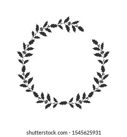 Christmas floral hand drawn wreath on white background