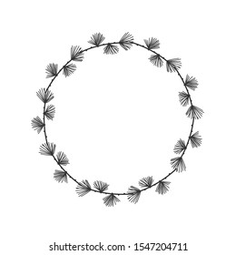 Christmas floral hand drawn wreath on white background