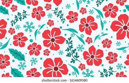 Christmas floral pattern background, with beautiful leaf and flower design.