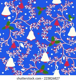 Christmas floral pattern with bells.
