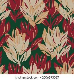 Christmas Floral seamless pattern background for fashion textiles, graphics, backgrounds and crafts