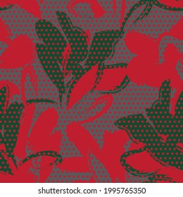 Navidad Floral sin costuras con fondo de puntos para textiles de moda y gráficos