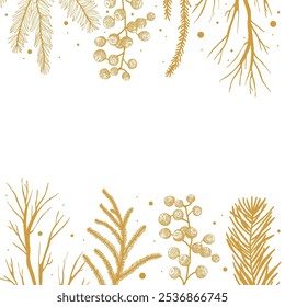 Christmas Floral Square Frame Vector Illustration