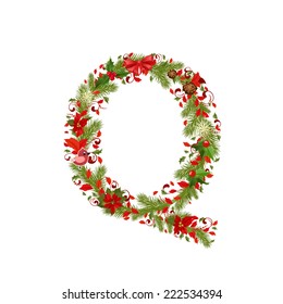 christmas floral tree letter Q