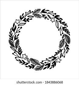 Christmas floral wreath. Perfect design for greeting cards, posters, T-shirts, banners, print invitations.