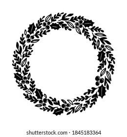 Christmas floral wreath. Perfect design for greeting cards, posters, T-shirts, banners, print invitations.