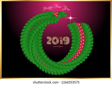 Christmas floral wreath vector. Merry Christmas 2019. 