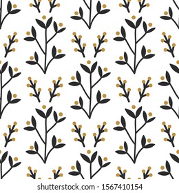 Christmas florals hand drawn vector pattern illustration

