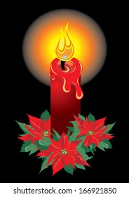 christmas flower and candle 