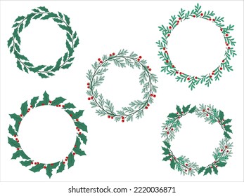 Christmas Flower Circle Frame Illustration