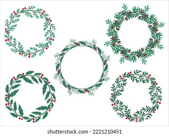 Christmas Flower Circle Frame Illustration