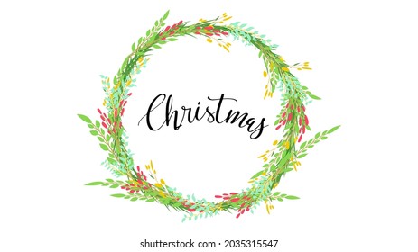 Christmas flower circle isolated on white background , Flat Modern design , Illustration Vector  EPS 10