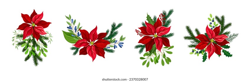 Composición de flor navideña con peluca de Berry y un conjunto de vectores de bifurcación