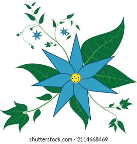 Christmas Flower Composition with Mistletoe Twigs and Blackcurrant Branch Vector Illustration